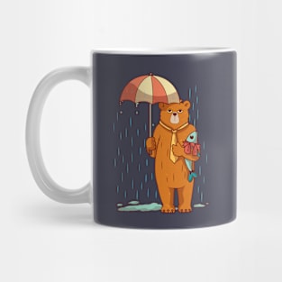 Bear in the middle of Rain, Vintage Retro Style Mug